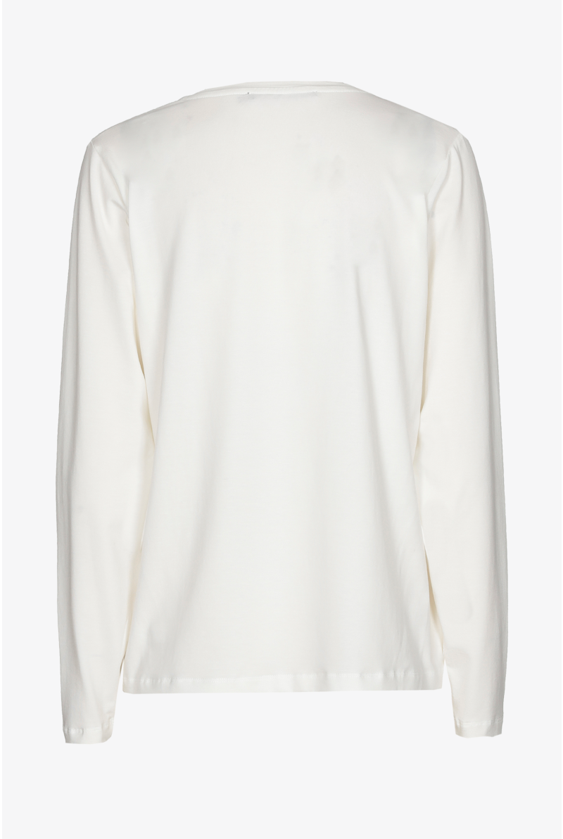 T-shirt met V-hals en lange mouwen