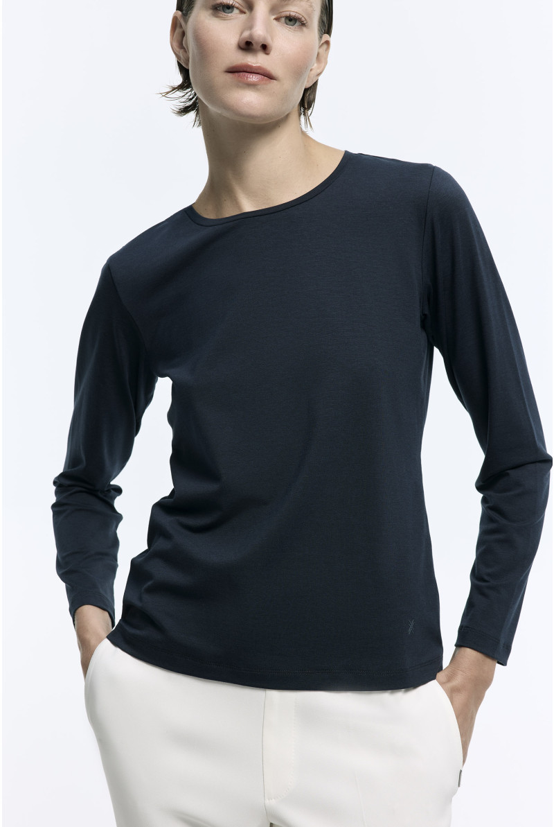 T-shirt met ronde hals en lange mouwen