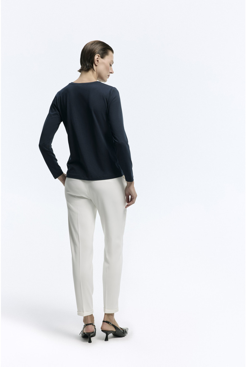 T-shirt met ronde hals en lange mouwen