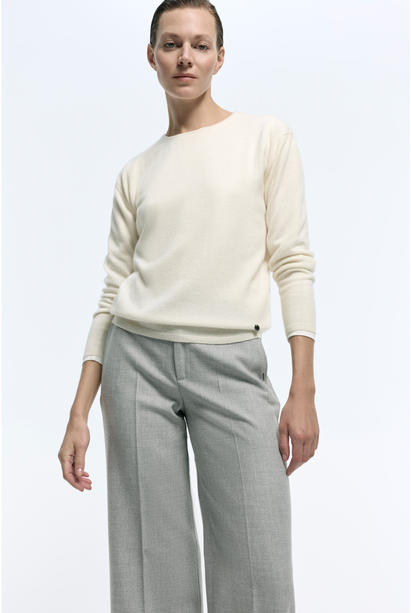 Pull en cachemire blanc à col rond