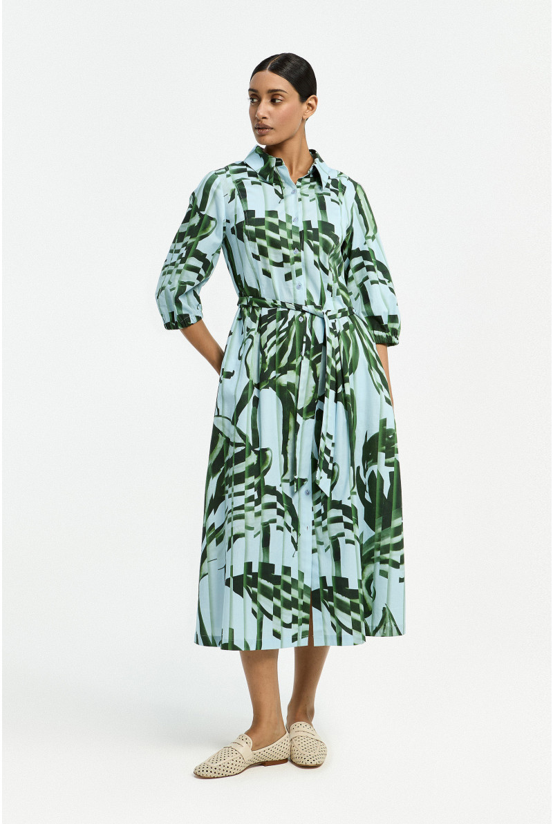 Robe en coton à imprimé plissé