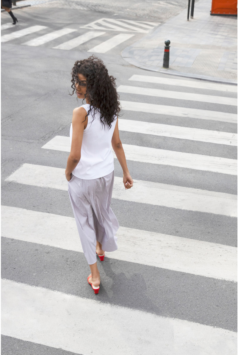 A-line striped skirt