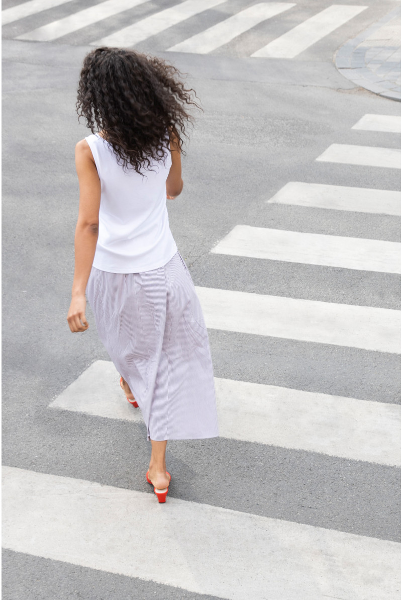 A-line striped skirt