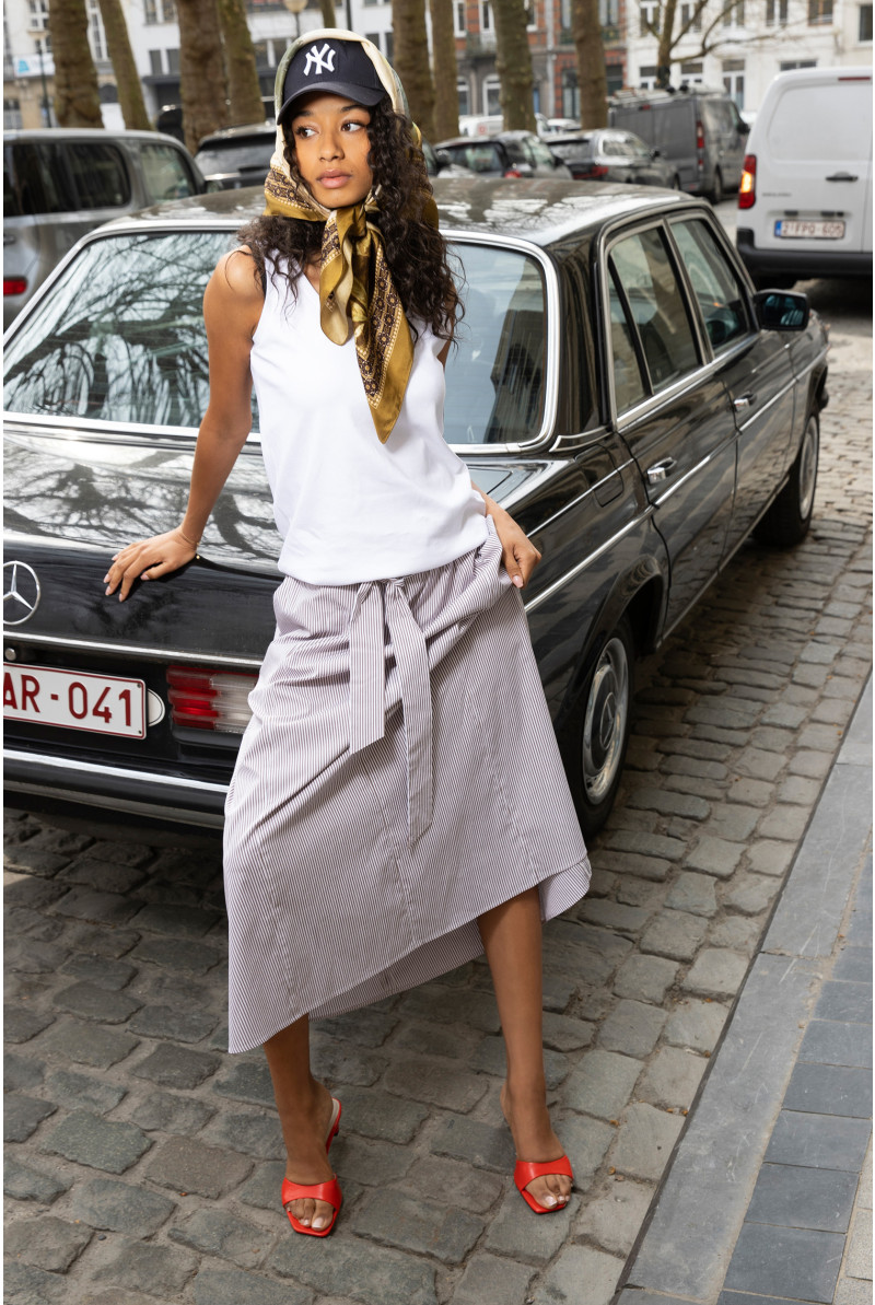 A-line striped skirt