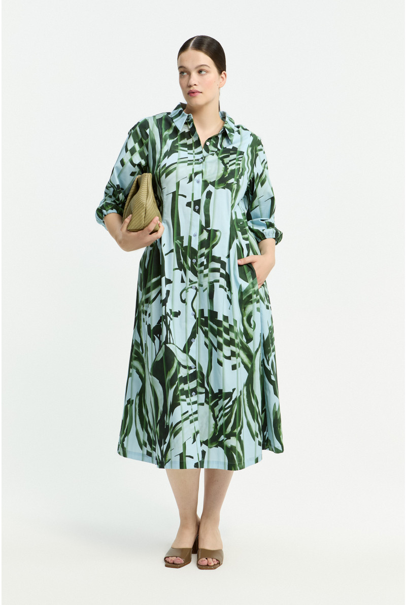 Robe en coton à imprimé plissé