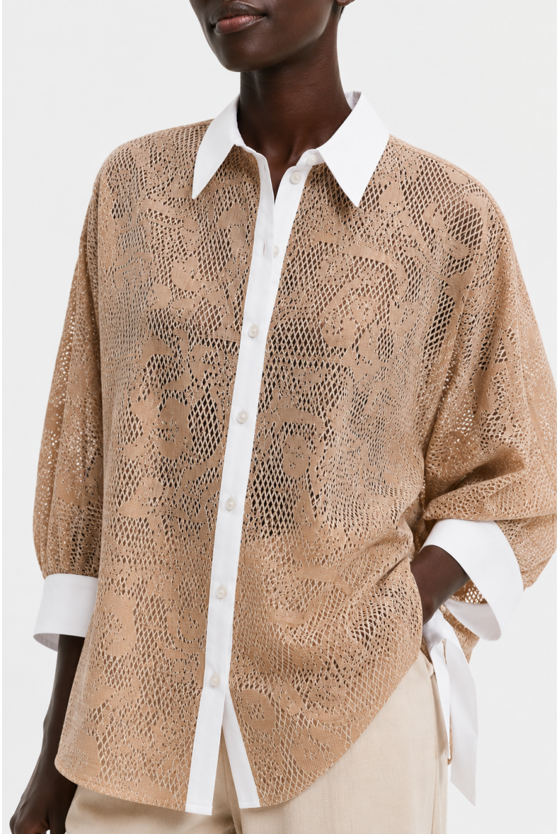 Bluse mit Spitzenoptik