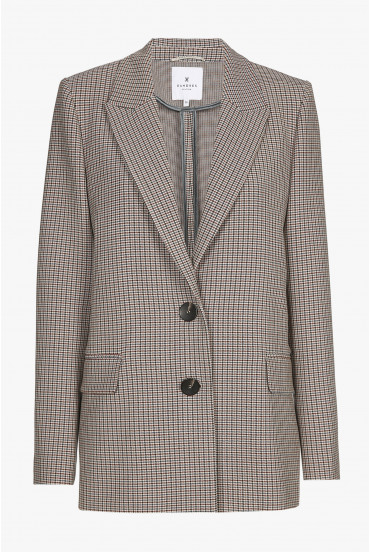Checked blazer in beige, brown and khaki