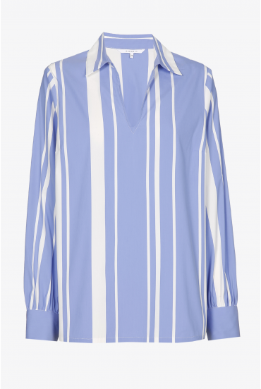 Blue and white striped blouse