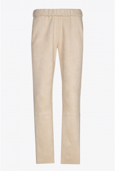 Beige trousers with suede look