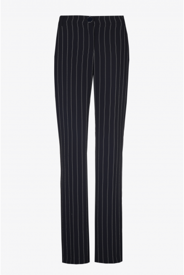 Dark blue trousers with stripes