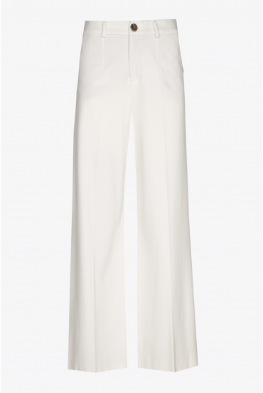 Wijde witte pantalon met beenplooi