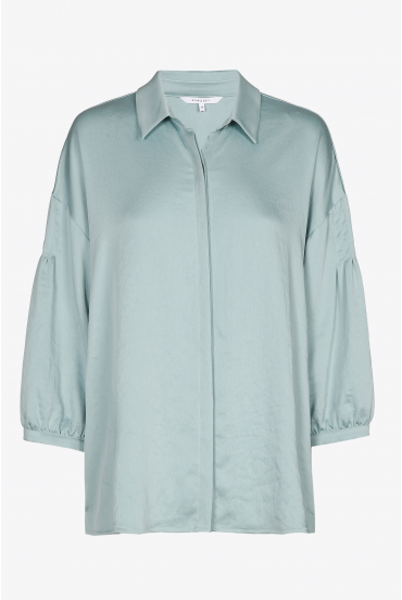 Light green blouse with puff sleeves