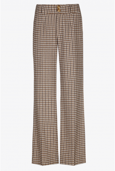 Trousers in wool blend with Vichy checks