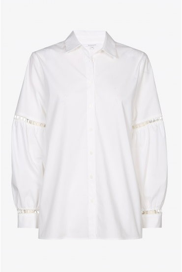 Blouse with shirt collar
