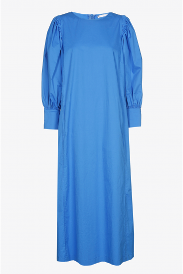 Midi dress with puff sleeves