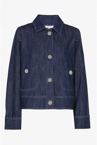 Short jacket in supple denim fabric