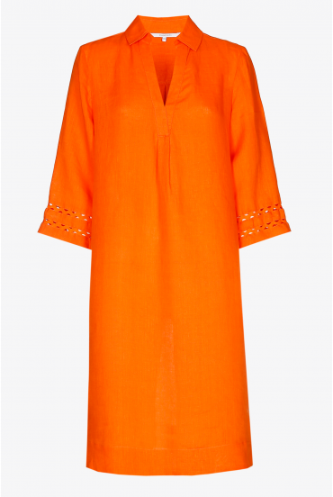 Linen dress with V-neck