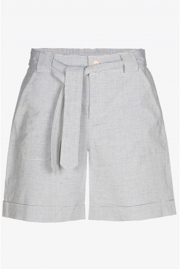 Linen shorts with Gingham print