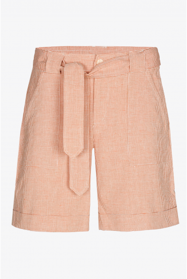 Linen shorts with Gingham print