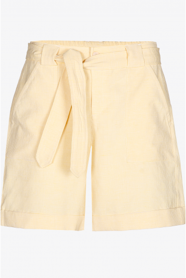 Linen shorts with Gingham print