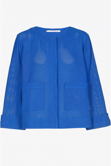 Short jacket in raffia