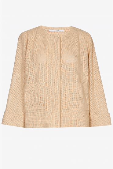 Short jacket in raffia