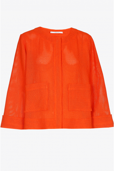 Short jacket in raffia