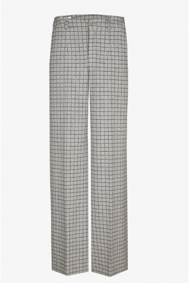 Wide-leg checked trousers