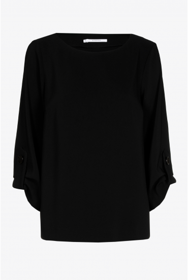 Bluse mit Rundhalsausschnitt aus Twill