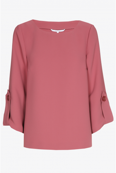 Twill blouse with round neck
