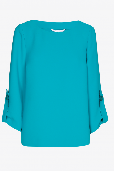 Twill blouse with round neck
