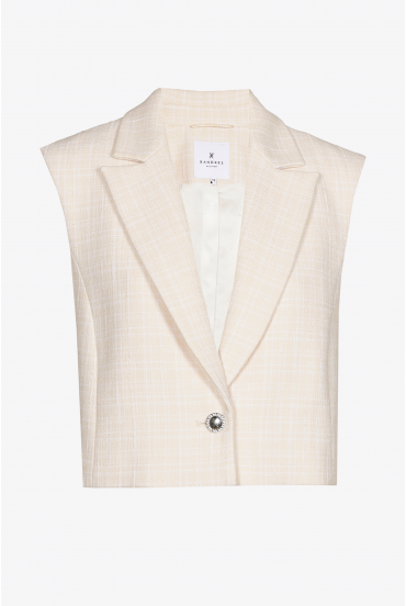 Blazer sans manches à carreaux