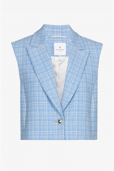 Blazer sans manches à carreaux