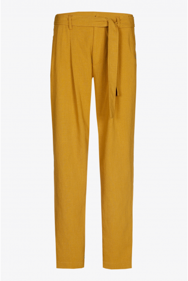 Pantalon carotte à l’aspect lin