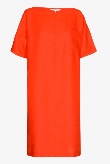 Linen dress with chest pocket