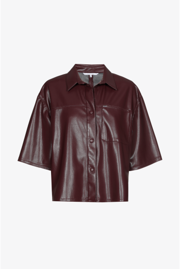 Faux leather blouse