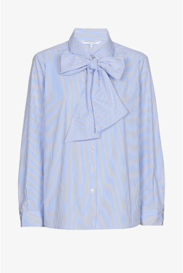 Gestreepte blouse met afneembaar striklint