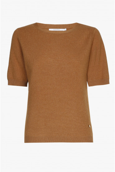 Brown cashmere jumper with short sleeves
