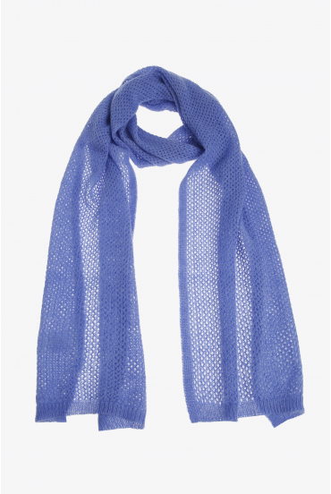 Blauwe wollen sjaal
