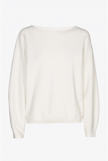 White pullover with boat neck