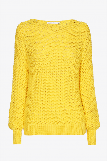Yellow sweater with loose texture