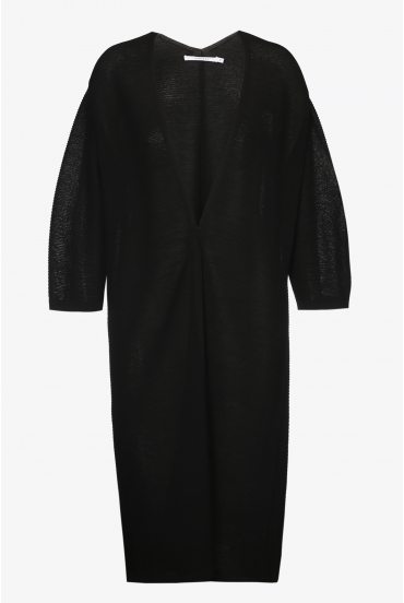 Long black jersey cardigan