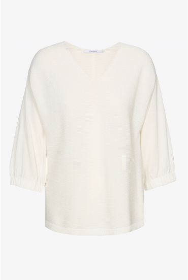 White pullover with puff sleeves
