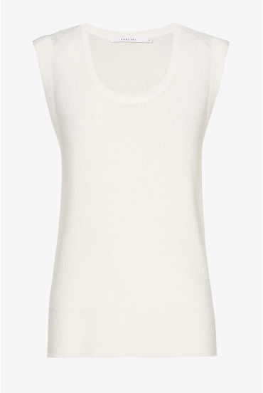 Sleeveless white jersey top