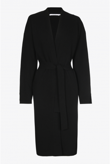 Lange Strickjacke mit Gürtel