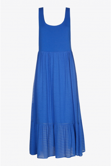 Sleeveless maxi dress with voile