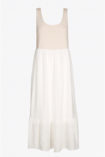 Sleeveless maxi dress with voile