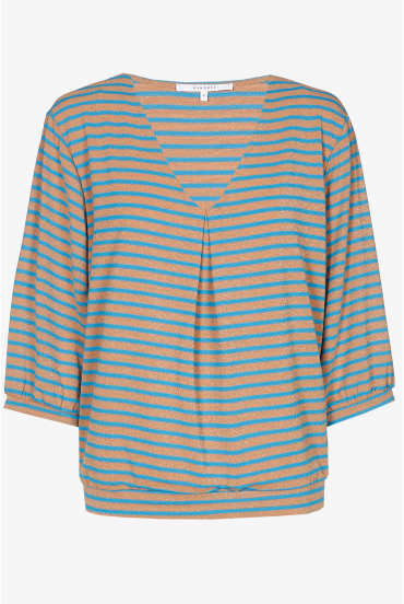 T-shirt met V-hals en pofmouwen