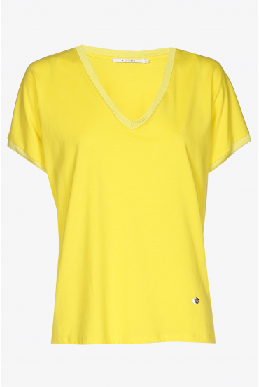 Cotton T-shirt with V-neck