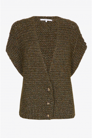 Sleeveless knitted cardigan